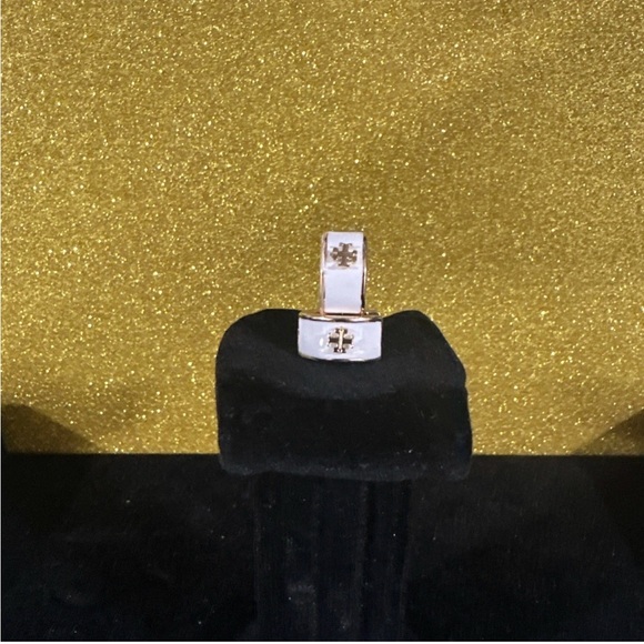 Tory Burch White and Gold Enamel Earrings - Picture 6 of 7